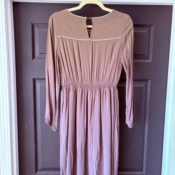 JODIFL Brown Maxi Dress with Multicolor Floral Embroidery - Picture 3 of 5